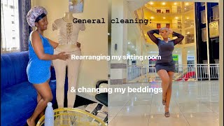 General cleaningRearranging my living room changing my beddings [upl. by Goat]