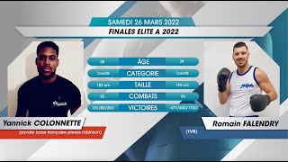 SAVATE BOXE FRANCAISE  Finale FRANCE Elite A 2022  M150  COLONNETTE Yannick Vs FALENDRY Romain [upl. by Stoneman]