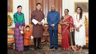 King of Bhutan along with the Queen and Royal Prince called on President Kovind [upl. by Airet]