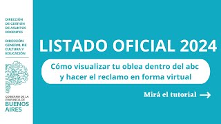 LISTADO OFICIAL 2024 Como visualizar tu oblea dentro del abc y hacer el reclamo en forma virtual [upl. by Rakso395]