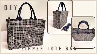 DIY Zipper Tote Bag Tutorial  How To Make Zippered Tote Bag [upl. by Berl]