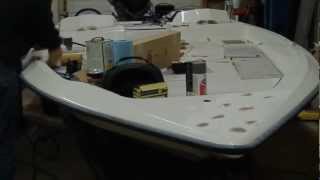 Sanding Fiberglass  Bass Boat Restoration [upl. by Ahseekal208]