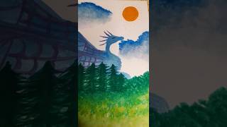 Mystical Dragon painting painting artshorts art artreels landscapeart drawing [upl. by Yblehs361]