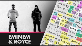 Royce da 59 ft Eminem on Caterpillar  Lyrics Rhymes Highlighted 279 [upl. by Lashoh]