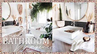 DECORATE WITH ME  BOHO MINI BATHROOM MAKEOVER [upl. by Georgia]