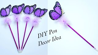 DIY Pen Decor Idea With Paper  Pen decoration  Back To School Crafts [upl. by Ahsekal]