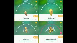 Weedle evolution into Kakuka Beedrill and Mega Beedrill in Pokemon GO [upl. by Kellen]