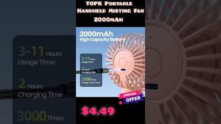 TOPK Portable Handheld Misting Fan 2000mAh Rechargeable Personal Mister Fan new [upl. by Doug]