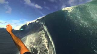 quotGarrett McNamaraquot quotTeahupooquot quotTahitiquot 3 angles quotGoProquot survived wipeout [upl. by Adihahs952]