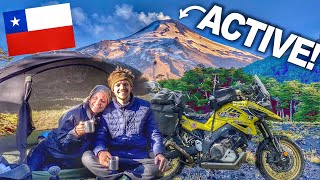 Motocamping in Front of an ACTIVE VOLCANO in Chile 😱🇨🇱 S3  E52 [upl. by Bryanty]