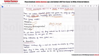 Class 04 Factors Governing Ability of Drug to Reach Active Sites  Medicinal Chemistry 01 [upl. by Ainivad]