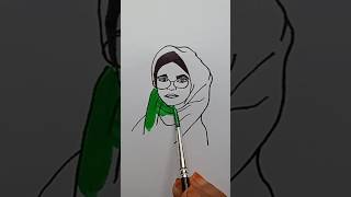 Hijab girl art easy way for muslim 🧕🧕  shorts art drawing [upl. by Oralia]