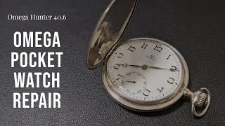 1920s Omega Silver Hunter Pocket Watch Repair  Omega Caliber 406 S [upl. by Dedra162]