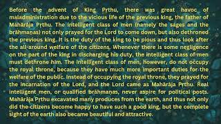 Srimad Bhagavatam Canto 1 Chapter 3 text 14 King PrthuVishnu Avatar [upl. by Alak277]