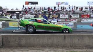 Ron Huegli drives the Tiki Warrior Nostalgia Funny car to a 682 at 203 on July 12 2011 [upl. by Mosier438]