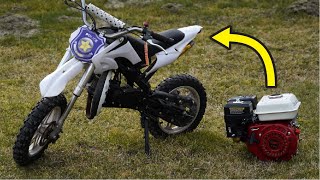 Homemade Upgrade 200cc Engine to 50cc Mini Dirt Bike  Pocket Bike [upl. by Tiena]