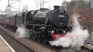 LMS 5MT 44871 at Macclesfield Railway Station with The Stratford Flyer [upl. by Kostman]