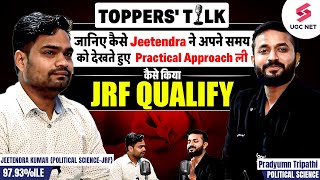 UGC NET Political Science Topper Interview With Jeetendra  JRF Topper Strategy🔥  Pradyumn Sir [upl. by Enyaht]