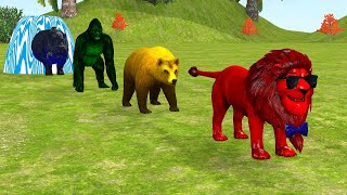 Long Slide Game With Elephant Gorilla Buffalo Hippopotamus Tiger  3d Animal Game  Funny 3d Animals [upl. by Harac963]