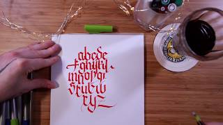 Daily Alphabet 1  Red Ink Parallel Pen Calligraphy [upl. by Bentley983]