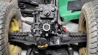 John Deere 445 tuff torq k91 rear end disassembly and seal replacement with part numbers [upl. by Nylrebma]