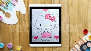 Coloring videos Hello Kitty flying kiss coloringpages coloringbook coloringforkids [upl. by Portwin]