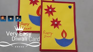 Very easy Diwali greeting card l Simple Diwali card for kids [upl. by Yenaiv]