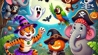 Animal Halloween Party Song for KidsFun Dance and Costumes withJungle Animalsquot [upl. by Ennairda103]