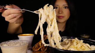 ALFREDO PASTA  QUESABIRRIA TACOS MUKBANG  Talking Mukbang [upl. by Hnahym]