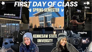 FIRST DAY OF CLASS Spring Semester 2024  GRWM gym work vlog [upl. by Macfadyn373]