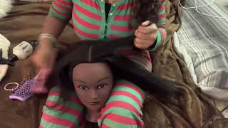 Asmr hot combing mannequin hair 😝 [upl. by Anehta]