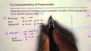 Describe End Behaviour and Possible Turning Points for Quintic Polynomial Function [upl. by Quick]