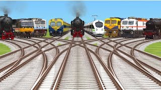 9 Trains Crossing Quick Fast On Bumpy Railroad🫧 Crossings Tracks  toy train crossing video toy tra [upl. by Atnod]