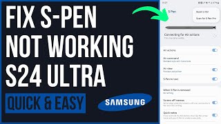 How To Fix Samsung Galaxy S Pen Not Working S24 Ultra 2024 [upl. by Jourdain]