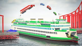 Cars Jump over The Giant Ferry  Teardown [upl. by Leelahk]