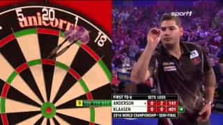 Darts WM 2016 Halbfinale ANDERSON vs KLAASEN 9 Darter [upl. by Hareehahs]