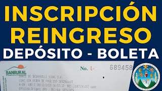 📄Proceso INSCRIPCIÓN de REINGRESO 2024 DEPÓSITO Bancario💸 Descargar CONSTANCIA REINGRESO USAC💻 [upl. by Ssenav]