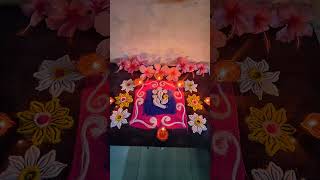 Daily flower rangoli day 10 ganeshrangolidesigns shortsfeed2024 easyrangoli [upl. by Nereen]