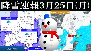 【降雪速報】2024年3月25日月曜日現在の最新情報 [upl. by Erodisi479]