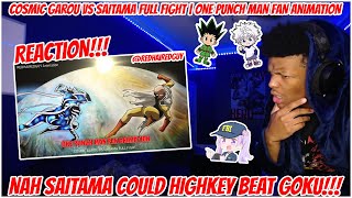 COSMIC GAROU VS SAITAMA FULL FIGHT  One Punch Man FAN ANIMATION  REACTION [upl. by Ytinav]