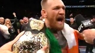 CONOR MCGREGOR STRIPPED UFC FEATHERWEIGHT TITLE CONOR MCGREGOR BEATS TYRON WOODLEY JOHN KAVANAGH [upl. by Ykcin666]