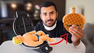 EXPERIMENT WAFFLE IRON VS STRETCH ARMSTRONG HE CAME OUT DISGUSTING 😖😂 [upl. by Warde]