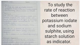 To study the rate of reaction between potassium iodate and sodium thiosulphate [upl. by Ariel]