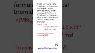 Moles calculation concentration of solutions to work out formula Alevel chemistry exam question [upl. by Nashoma]