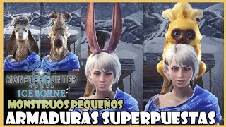 MHW ICEBORNE COMO CONSEGUÍR ARMADURAS SUPERPUESTAS DE MONSTRUOS PEQUEÑOS [upl. by Gladdy581]