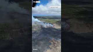 Lava appears near erupting Hawaiian volcano [upl. by Marni]