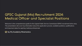 quotMaster GPSC Gujarat Medical Officer Recruitment 202425 Complete Guide to Eligibility Application [upl. by Anirda]