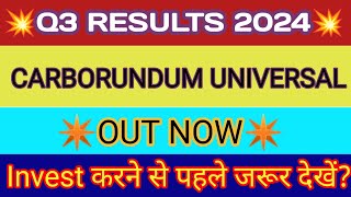 Carborundum Universal Q3 Result 2024 🔴 Carborundum Universal Results 🔴 Carborundum Share Latest News [upl. by Cai]