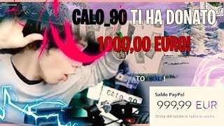 streamer riceve  di 1000€ di donazioni [upl. by Samuel]