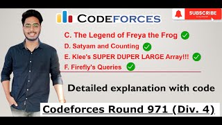 Codeforces Round 971 Div 4  C  D  E  F  Editorials  Solution  F Fireflys Queries [upl. by Aizirk]